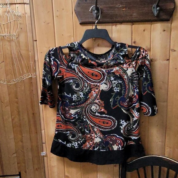 Ava & Grace Multi-Coloured Paisley 3/4 Sleeve Blouse - Petite Small - Picture 1 of 3